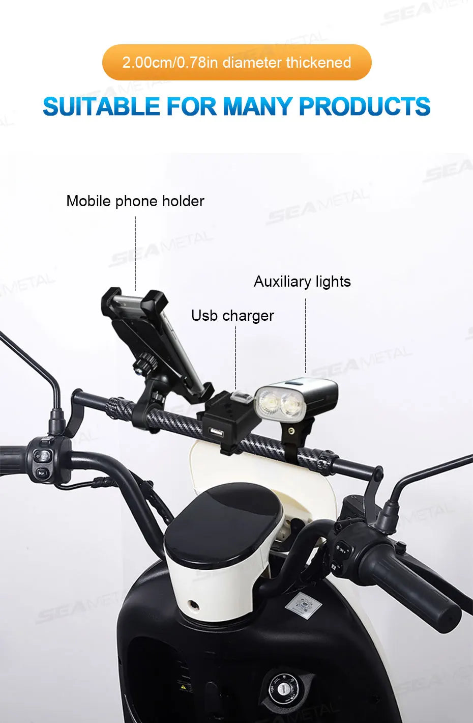 BLALION Motorcycle Handlebar Cross Bar Reinforced Thick Handlebar Pull Rod Front Balance Bar Reinforced Moto Modifiable Parts