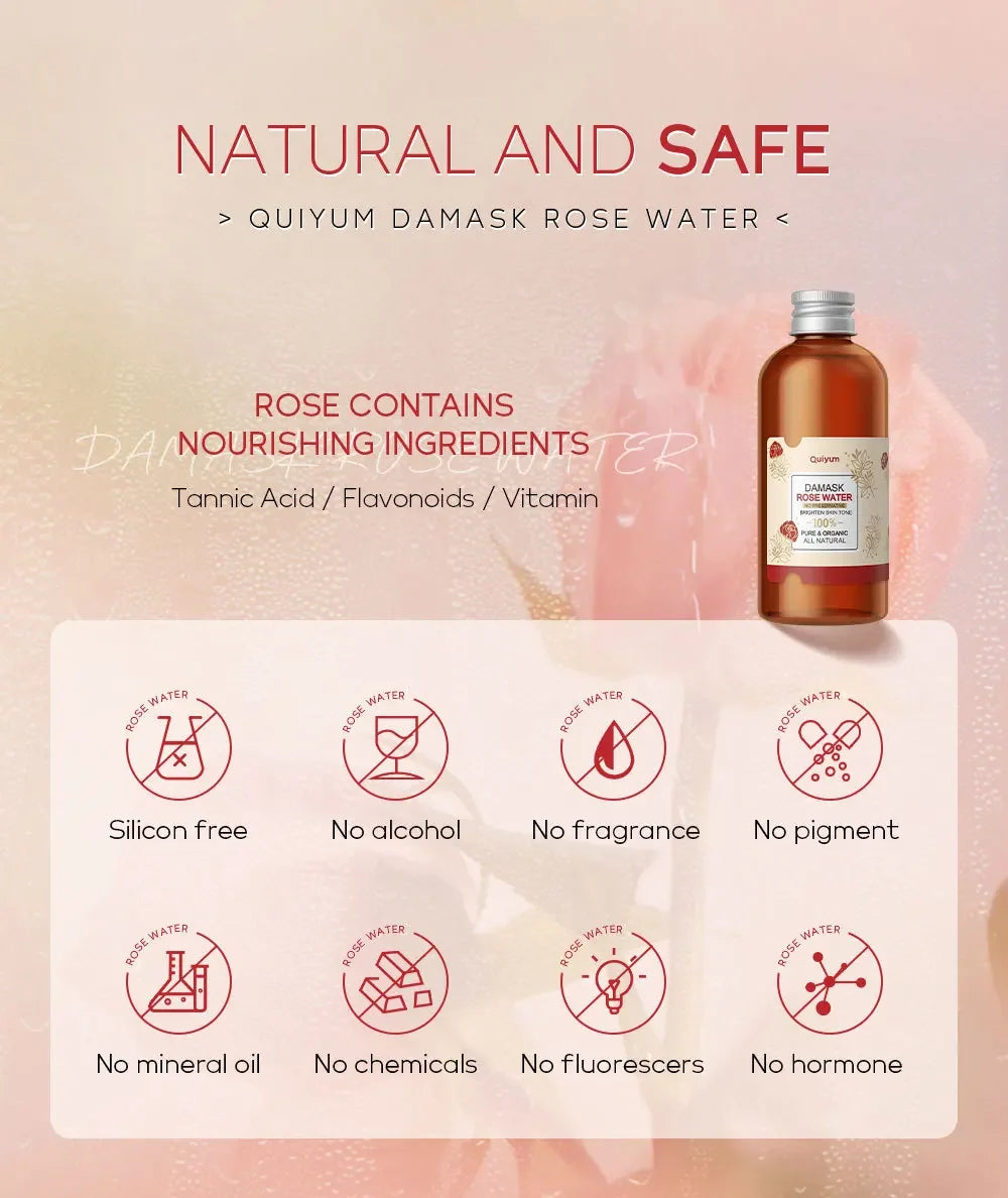Face Care Rose Water Nourishing Skin Improve Dullness Facial Toner Damask Hydrosol Korean Skincare Products 100ml