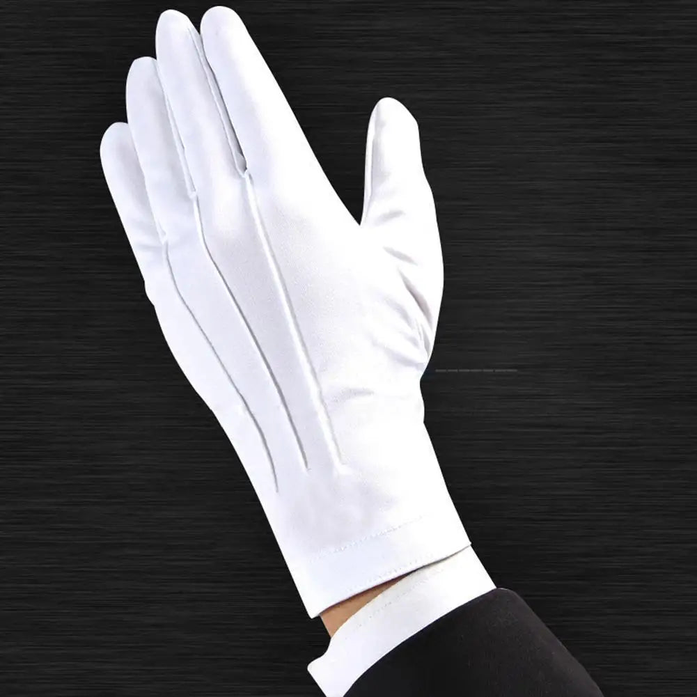 Fashion Design 1 Pair White Dress Gloves White Honor Guard Parade Santa Lady Men Check Hot Sale Solid Color Dress Gloves