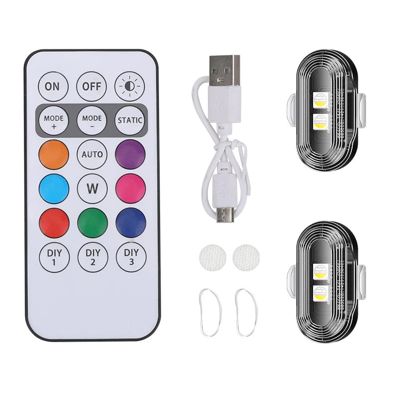 BLALION Car Motorcycle RGB Strobe Lights 8 Colors LED Flash Position Wireless Light Aircraft Airplane Helicopter Warning Lights