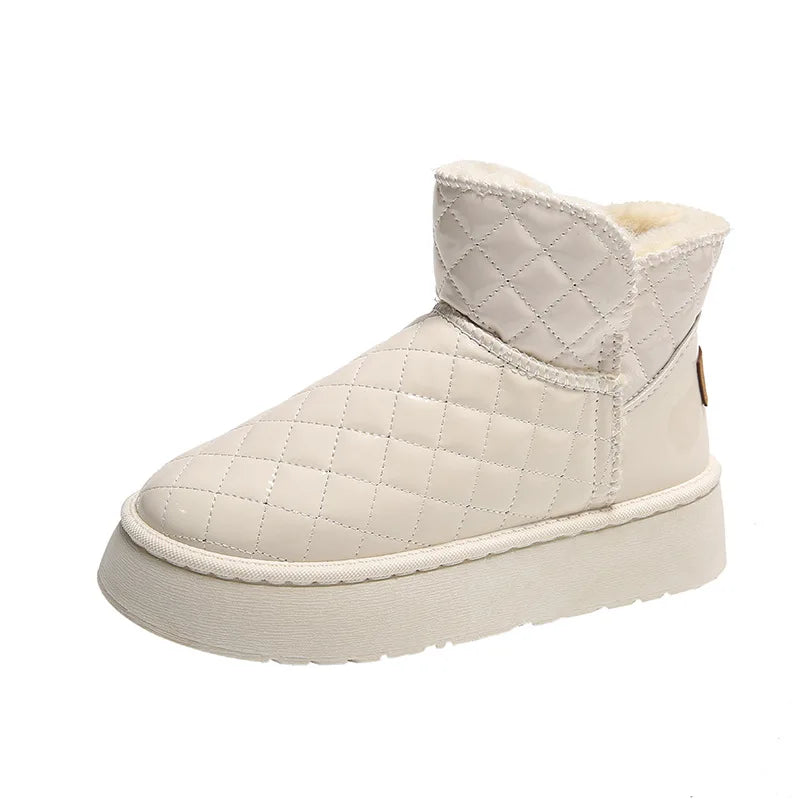 Women Snow Boots Warm Plush Slip-on Solid Fashion Female Ankle Boot Ladies Winter Comfortable Shoes