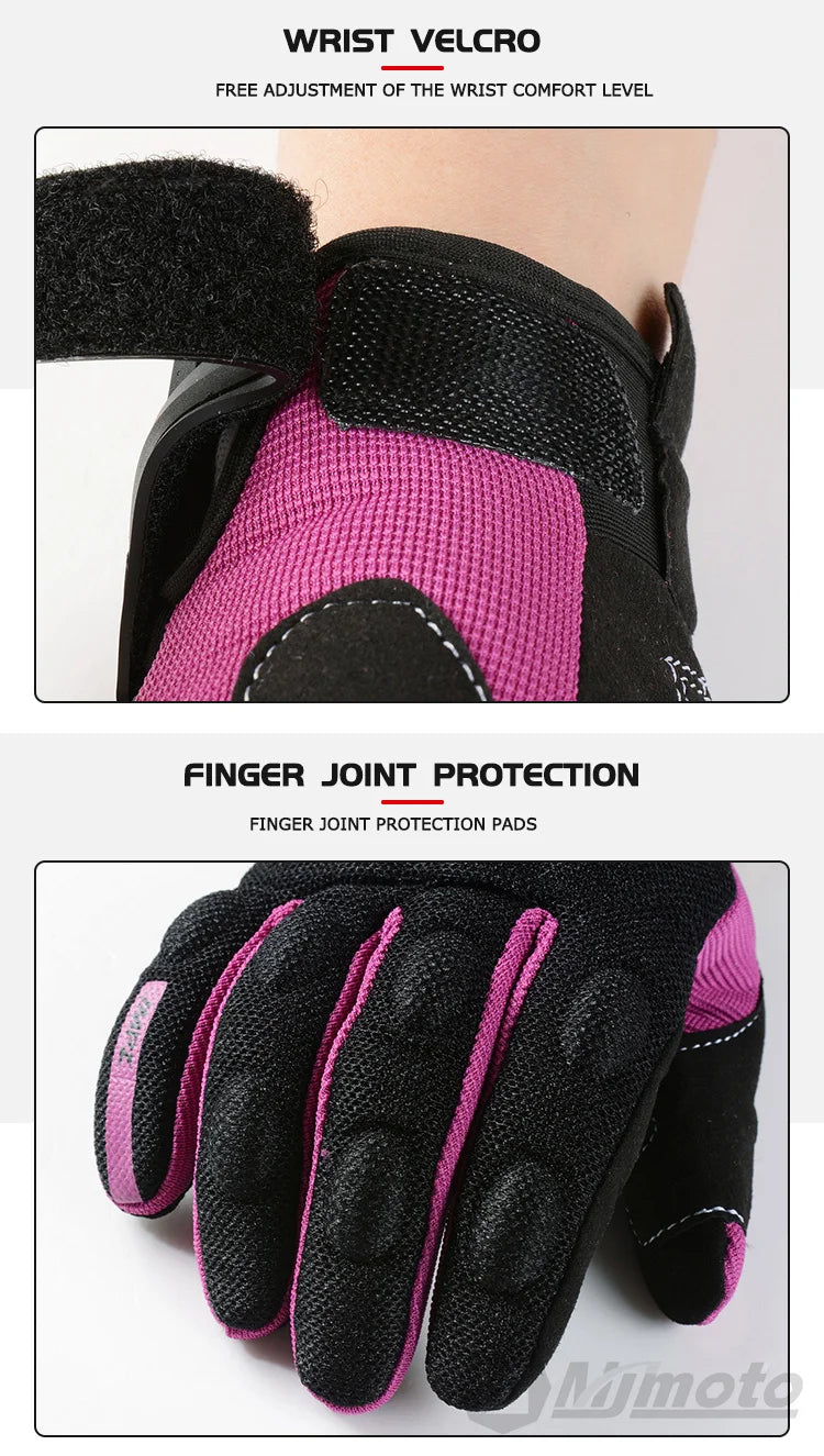 SUOMY Women Motorcycle Gloves Summer Breathable Motorbike Racing Gloves Lady Pink/Purple Motocross Gloves Touch Function