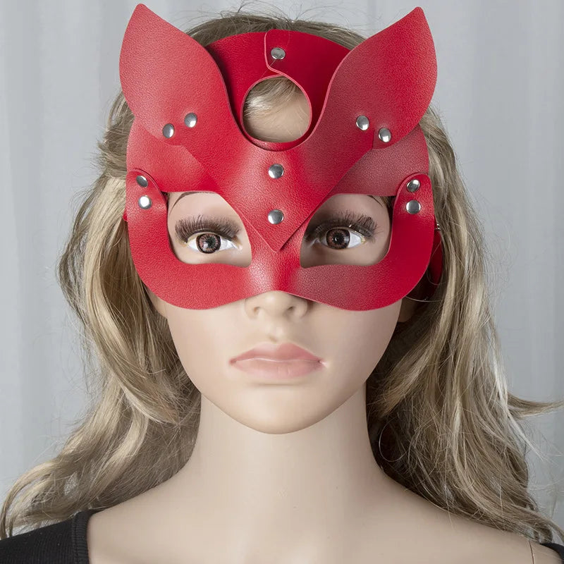 Women Sexy Mask Half Eyes Fox Cosplay Face Cat Faux Leather Masks Halloween Party Erotic Masquerade Adult Sex Toys Accessories