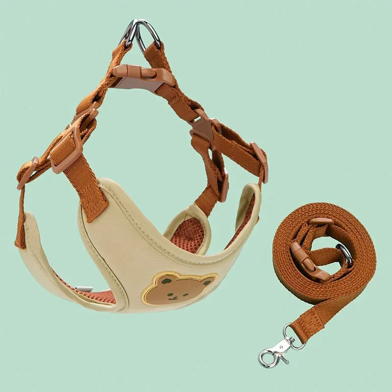 Dog Harness Chest Strap Pet Accessories Dogs Collars Pet Vests Accessories Pets Collar Leash Set Puppy Leather