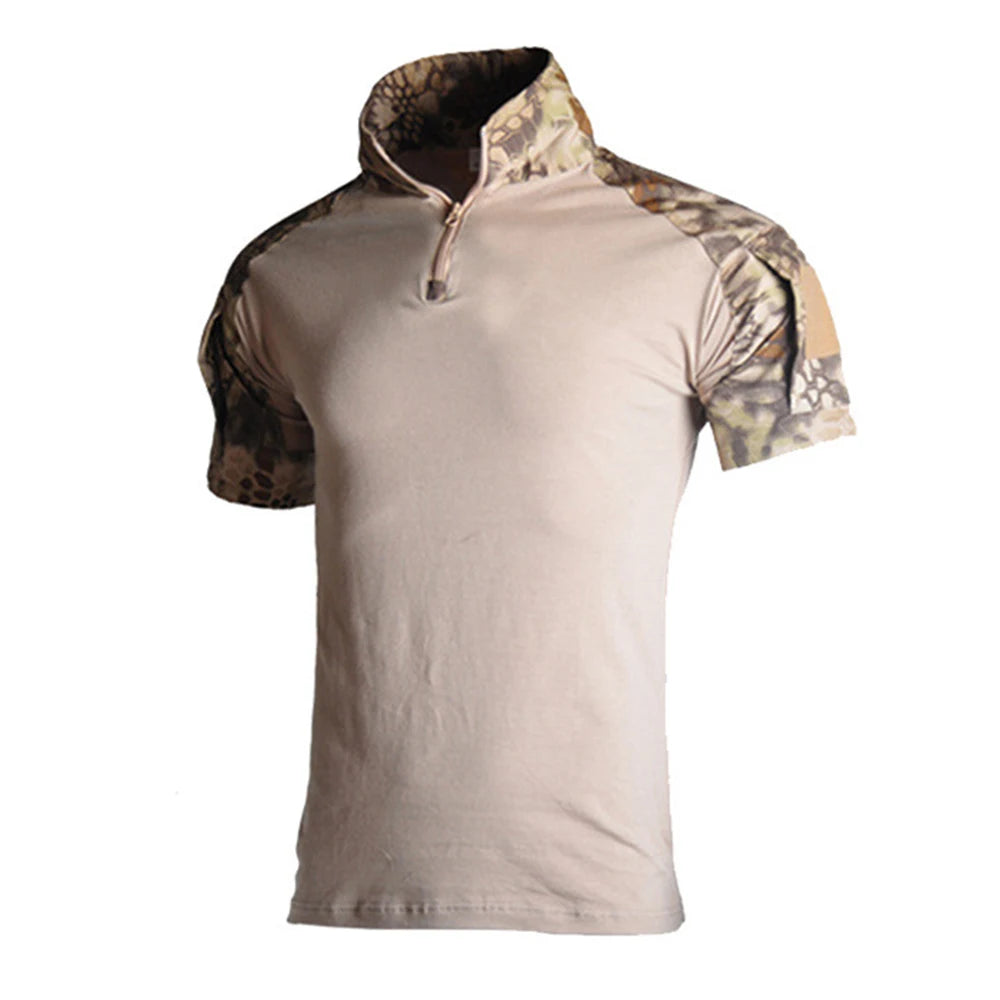 Tactical T-Shirts Mens Outdoor Sport Tee Quick Dry Short Sleeve Shirt Hiking Hunting Combat Men Camo Clothing