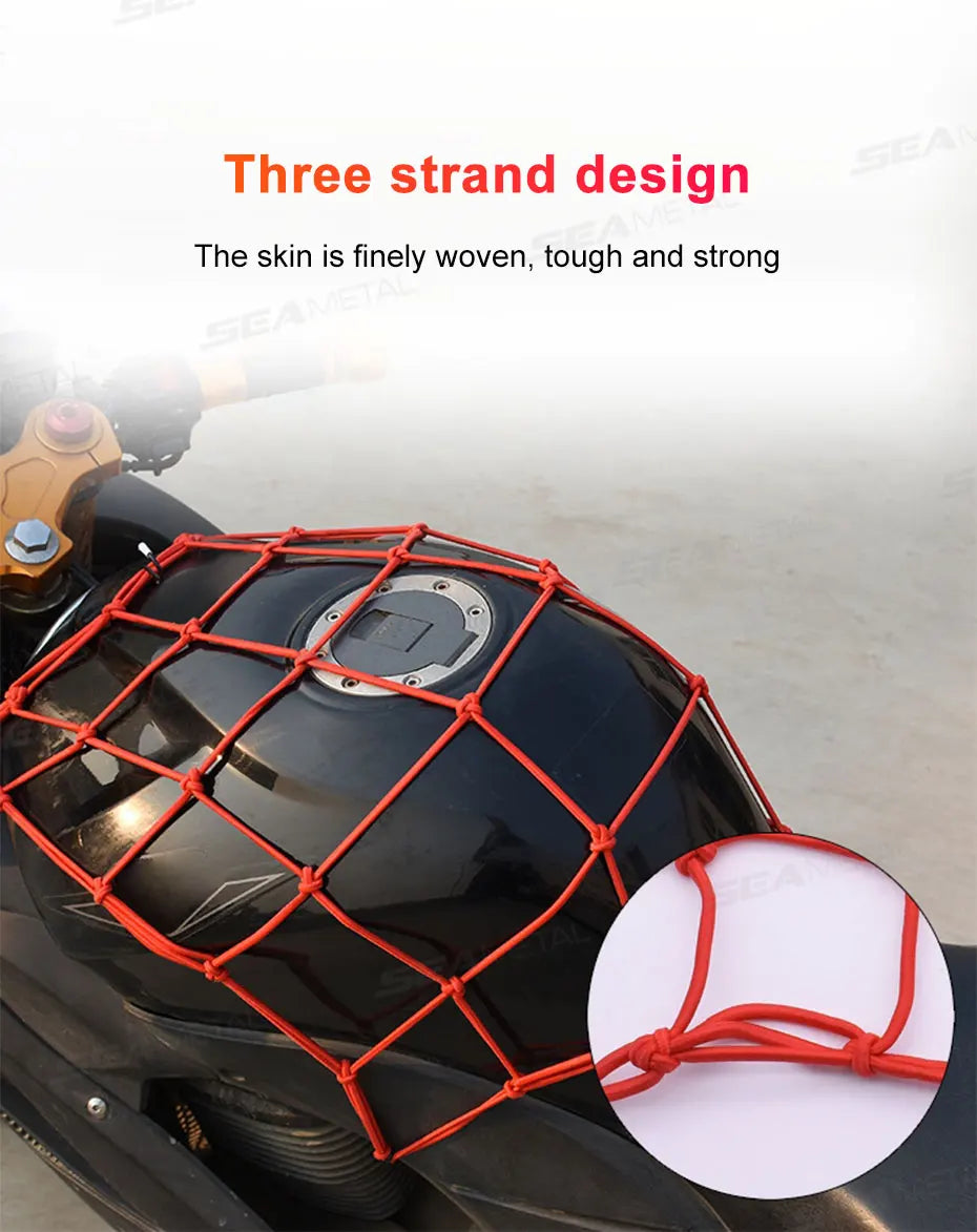 BLALION Motorcycle Luggage Net Bike 6 Hooks Hold Down Fuel Tank Luggage Mesh Web Styling High Quality Moto Adjustable Cargo Net