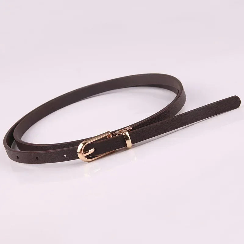PU Leather Dress Skirt Waist Elastic Thin Belts Ladies Waistband Fashion Belts for Women Luxury Design Women Double Pearl Belt