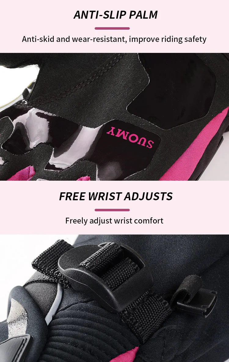 Suomy Winter Warm Motorcycle Gloves Windproof Waterproof Female Motorbike Riding Gloves Women Pink Motocross Moto Guantes