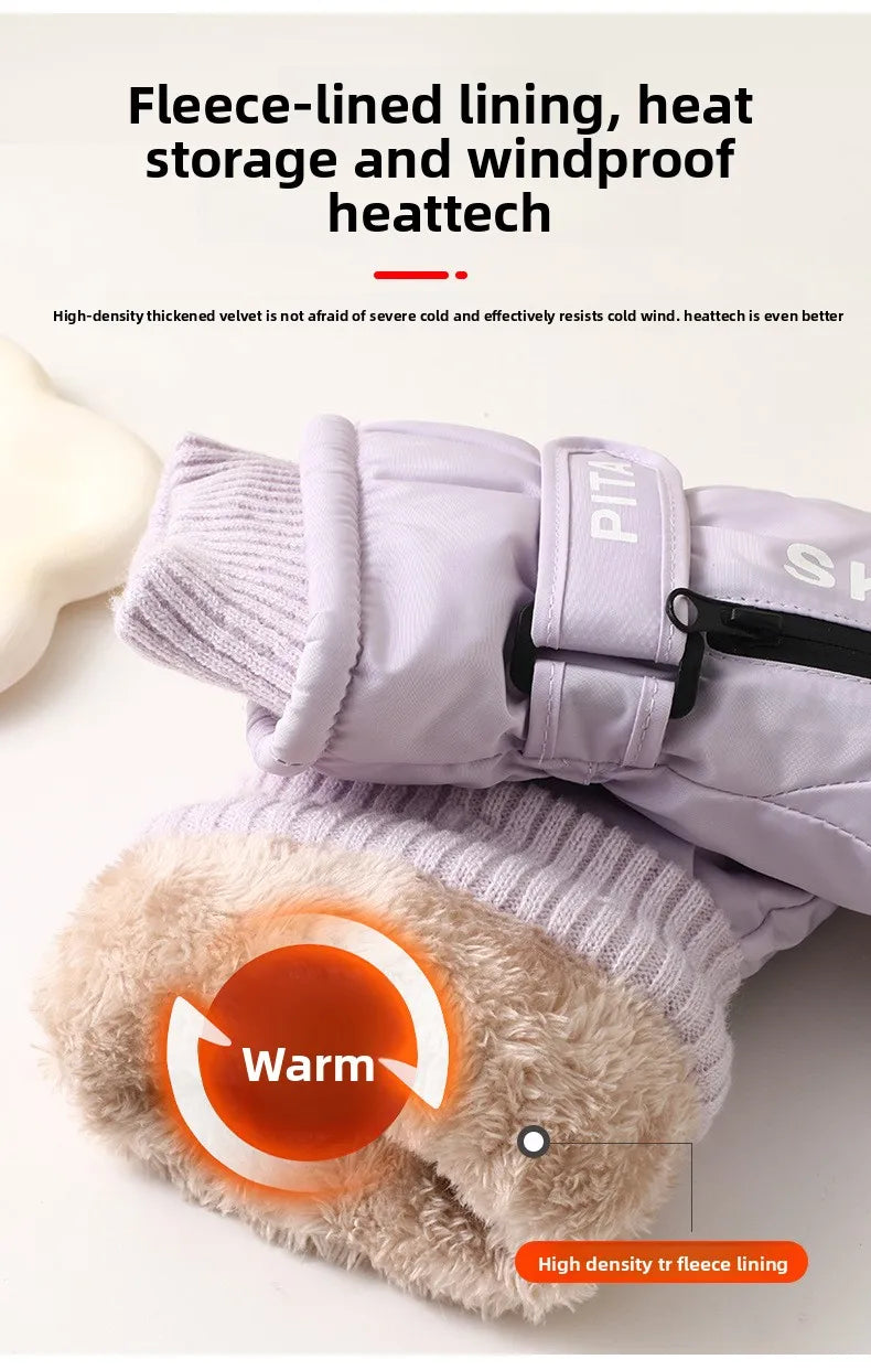 Winter Sports Gloves Non Slip Touch Ski Gloves Waterproof Pocket Snowboard Accessories Warm Men's and Women's Gloves Mittens