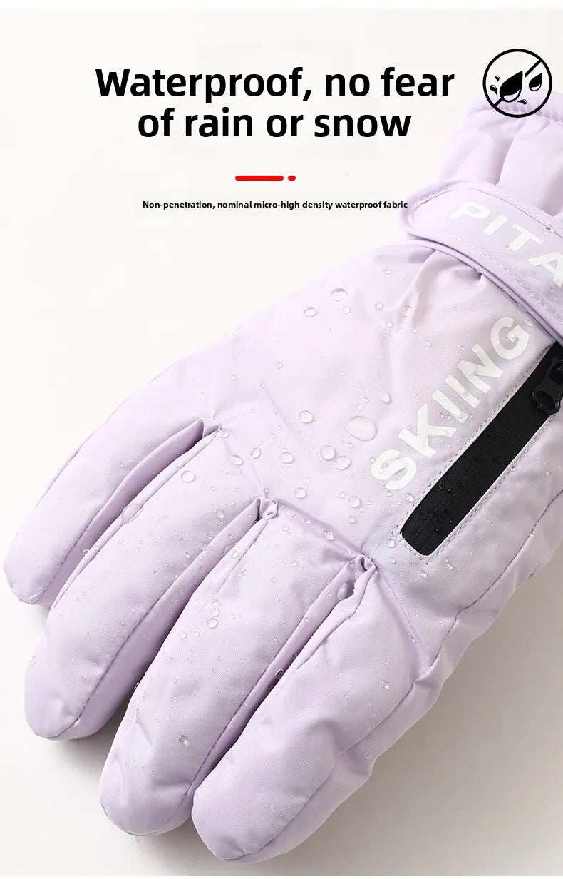 Winter Sports Gloves Non Slip Touch Ski Gloves Waterproof Pocket Snowboard Accessories Warm Men's and Women's Gloves Mittens