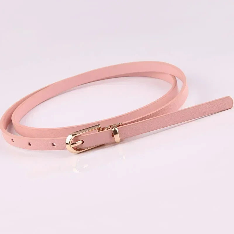 PU Leather Dress Skirt Waist Elastic Thin Belts Ladies Waistband Fashion Belts for Women Luxury Design Women Double Pearl Belt