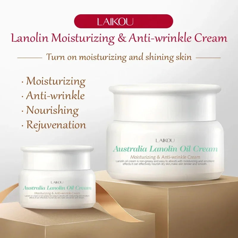 LAIKOU Australian Lanolin Oil Cream Moisturizing Nourishing Oil Controlling Skincare Face Cream, Making Skin Smooth and Elastic