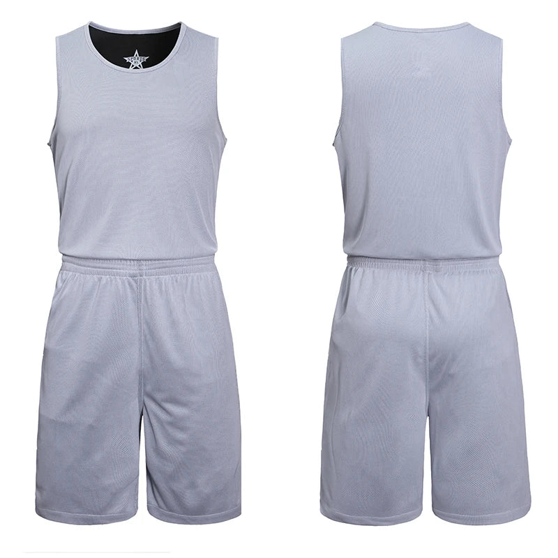 NASA GISS Double sided Basketball Suit Ice Silk Sports Set Men's Summer Quick Drying Men's Running and Fitness Sleeveless T-shir