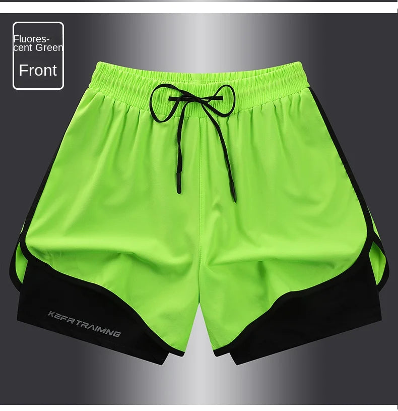 【 S-5XL 】 NASA GISS Sports Three Piece Pants Summer Popular Anti glare Double layered Sports Shorts for Men and Women Couples Ru