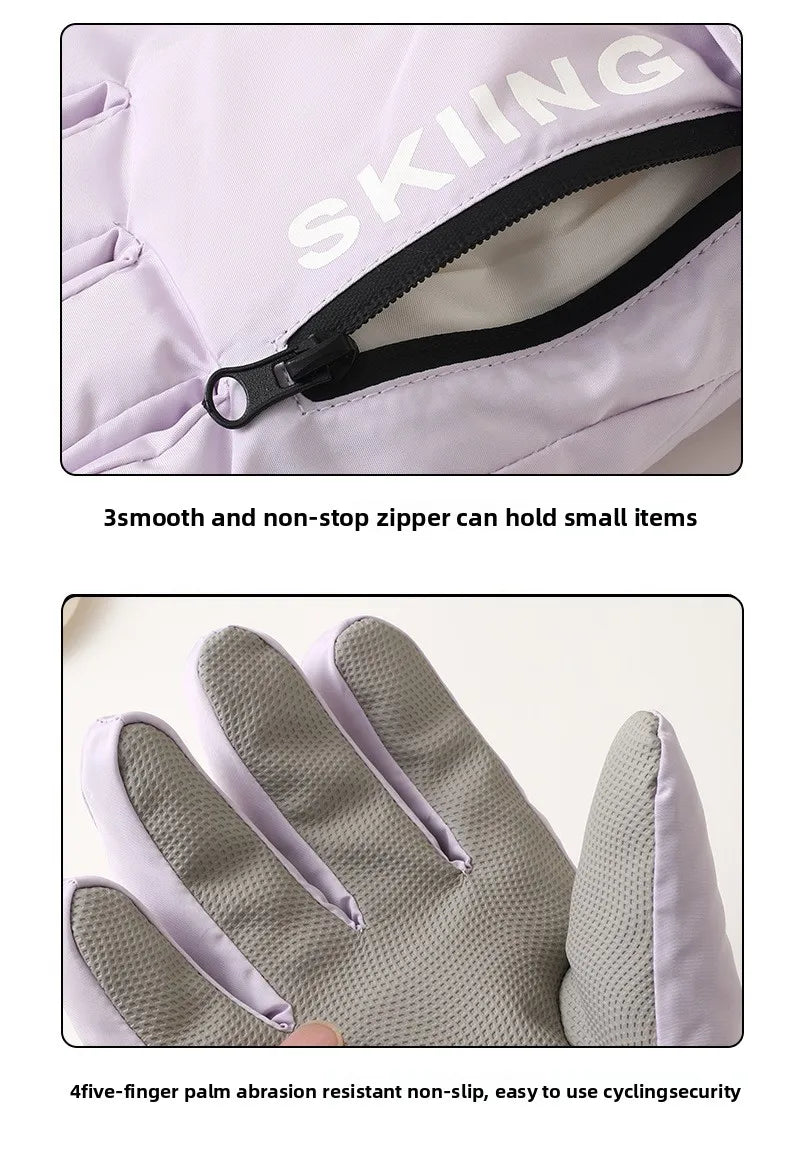 Winter Sports Gloves Non Slip Touch Ski Gloves Waterproof Pocket Snowboard Accessories Warm Men's and Women's Gloves Mittens
