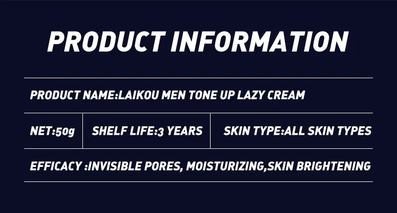 LAIKOU Men BB Cream Revitalising Nourishing Brighten Cream Natural Whitening Face Foundation Tone Up Cream Lazy Concealer 50g