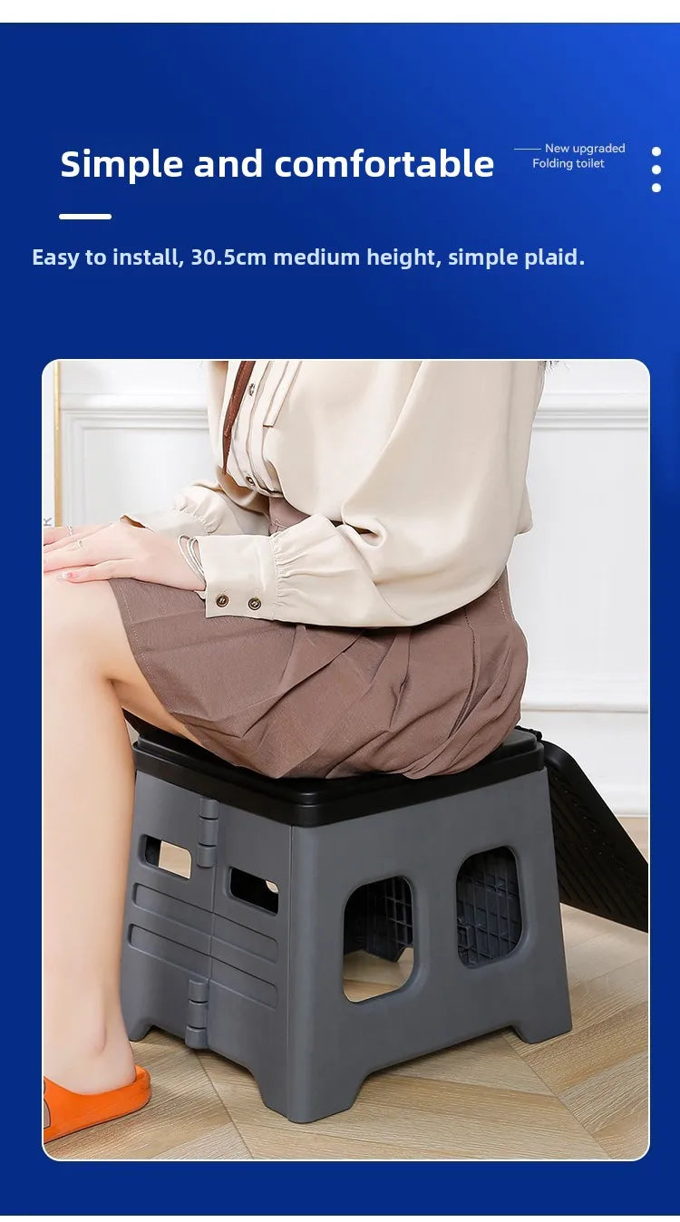 Outdoor camping stylefoldable toilet travel self-driving car toilet emergency portable toilet stool toilet stool