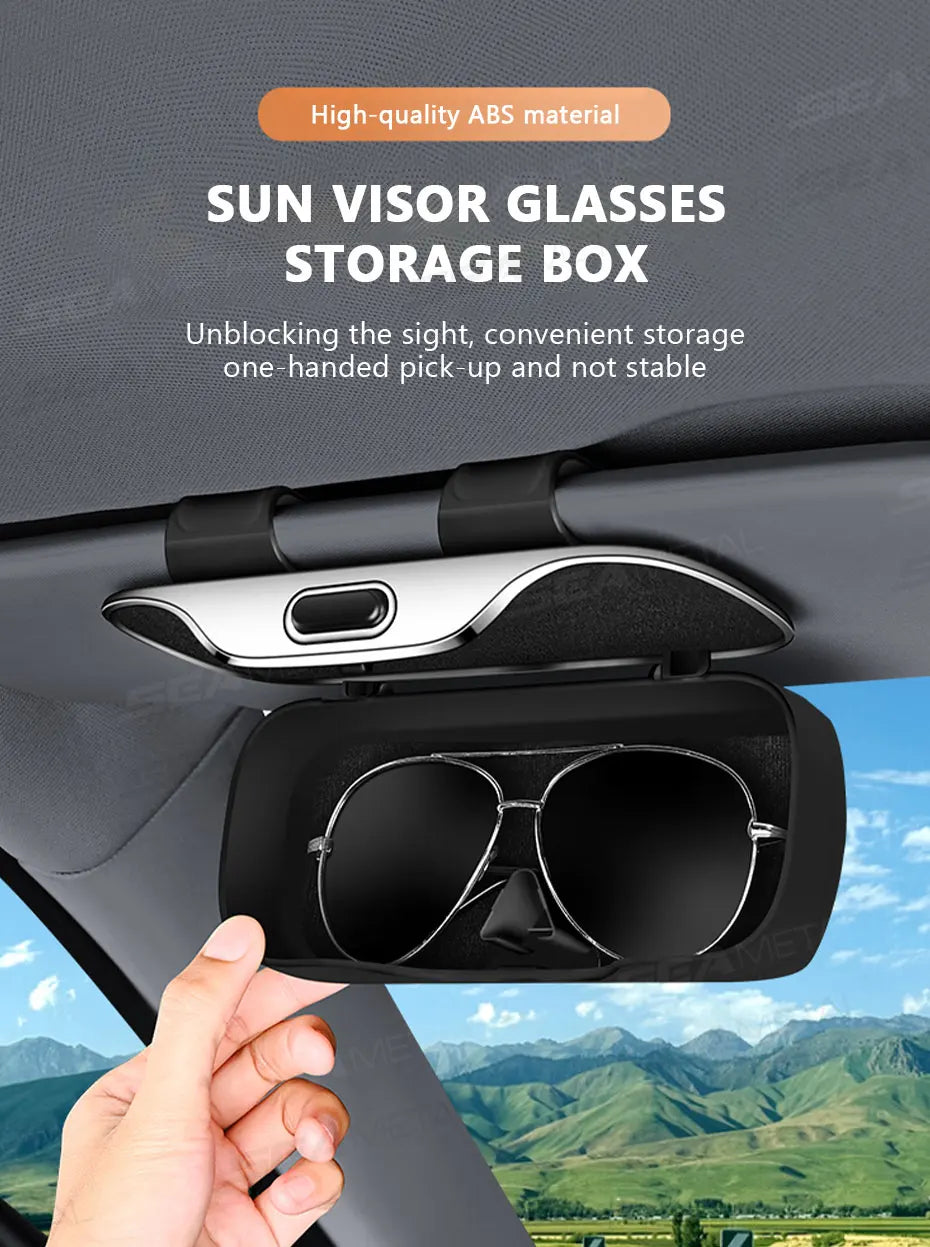BLALION Car Glasses Box Portable Press Switch Sunglasses Holder Stable Shock-proof Driving Glasses Holder Eyeglass Storage Case