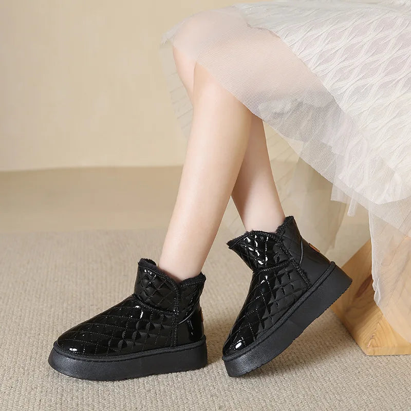 Women Snow Boots Warm Plush Slip-on Solid Fashion Female Ankle Boot Ladies Winter Comfortable Shoes