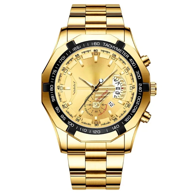 Kegllect Men Stainless Steel Quartz Watch Luxury Calendar Luminous Life Waterproof WristWatches