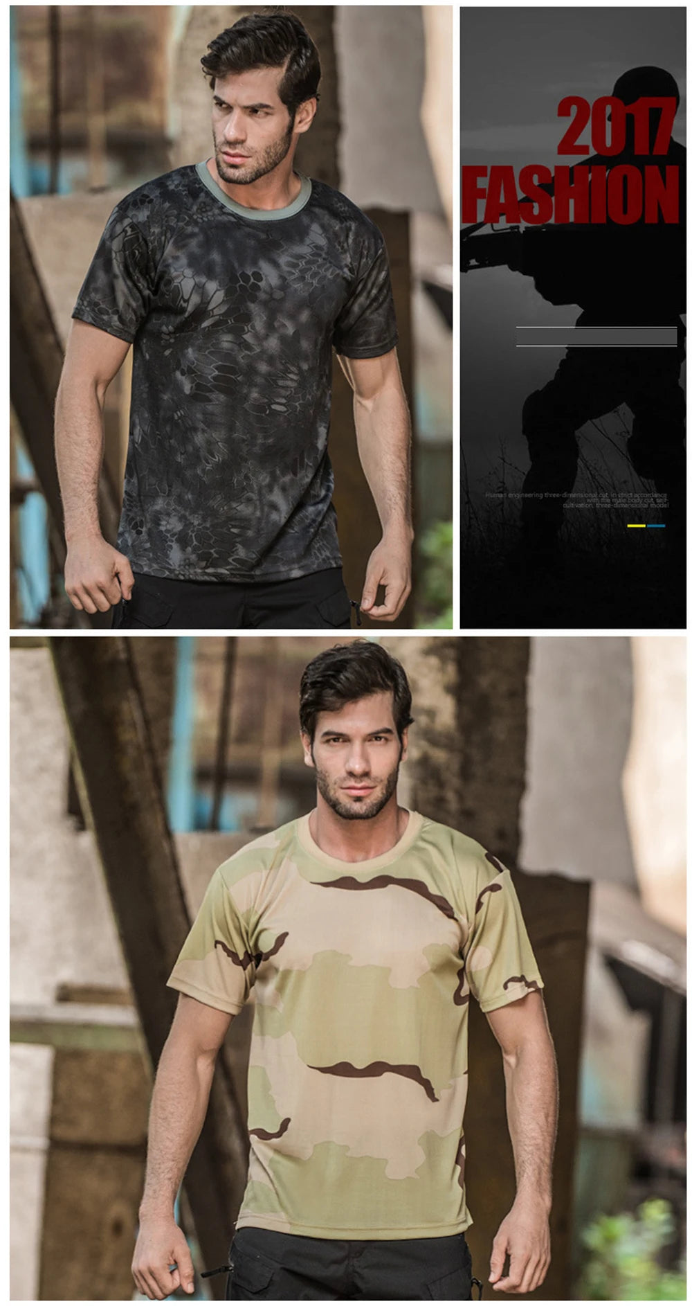 Men Casual Short Sleeve Tactical T Shirts Camouflage T-Shirt Quick Dry Outdoor Gym Top Tees Cargo T Shirt Male Clothing