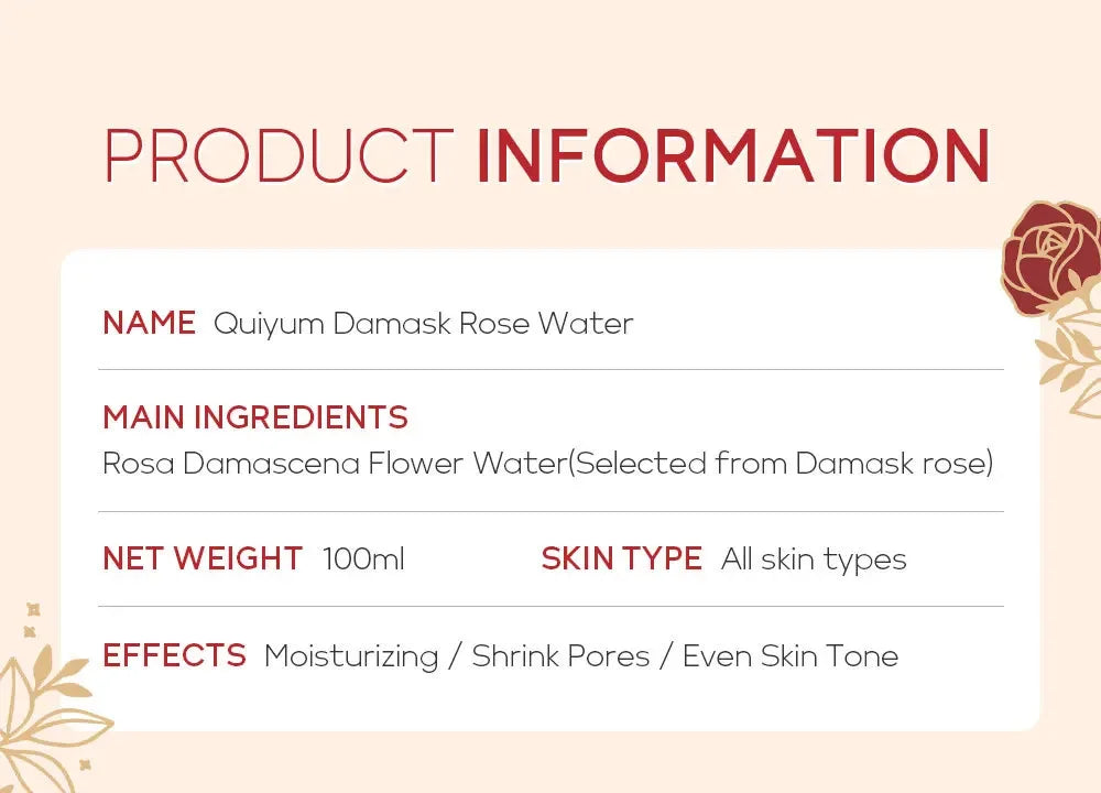 Face Care Rose Water Nourishing Skin Improve Dullness Facial Toner Damask Hydrosol Korean Skincare Products 100ml
