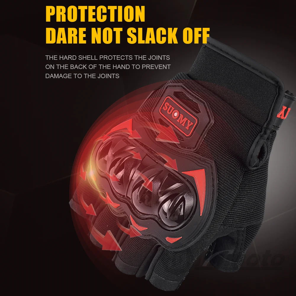 SUOMY Summer Half Finger Motorcycle Gloves Shockproof Non-slip Motocross Racing Fingerless Gloves Moto Biker Cycling Gloves