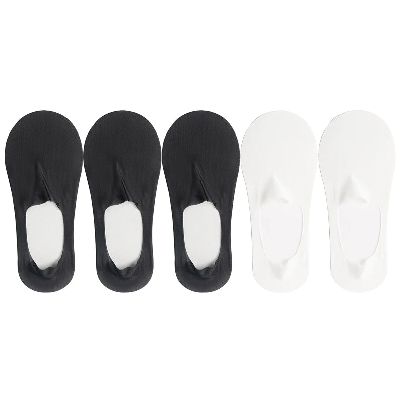 5 Pairs/Lot Socks Women's Summer Ultra-thin Invisible Low Cut Silicone Anti-slip Mesh No Show Ice Silk Solid Boat Socks