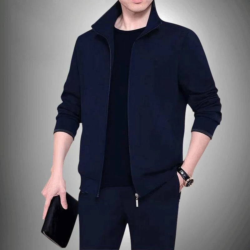 Men's autumn and winter two-piece trendy cardigan sweater casual sports set men's full set youth top and pants