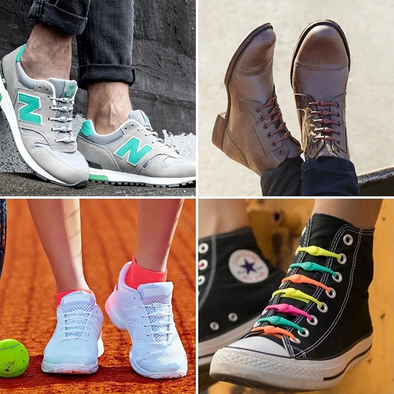 Portable Round Elastic No Tie Shoelace Silicone Laces For Men Women All Sneakers Fit Strap Shoe Lace