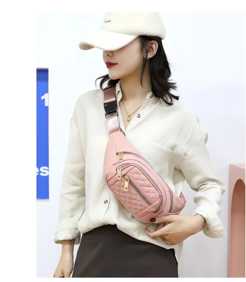 Simple Nylon Waist Bag, Multi Zipper Chest Bag, Casual Crossbody Fanny Pack For Outdoor Sport Running Hiking Cycling