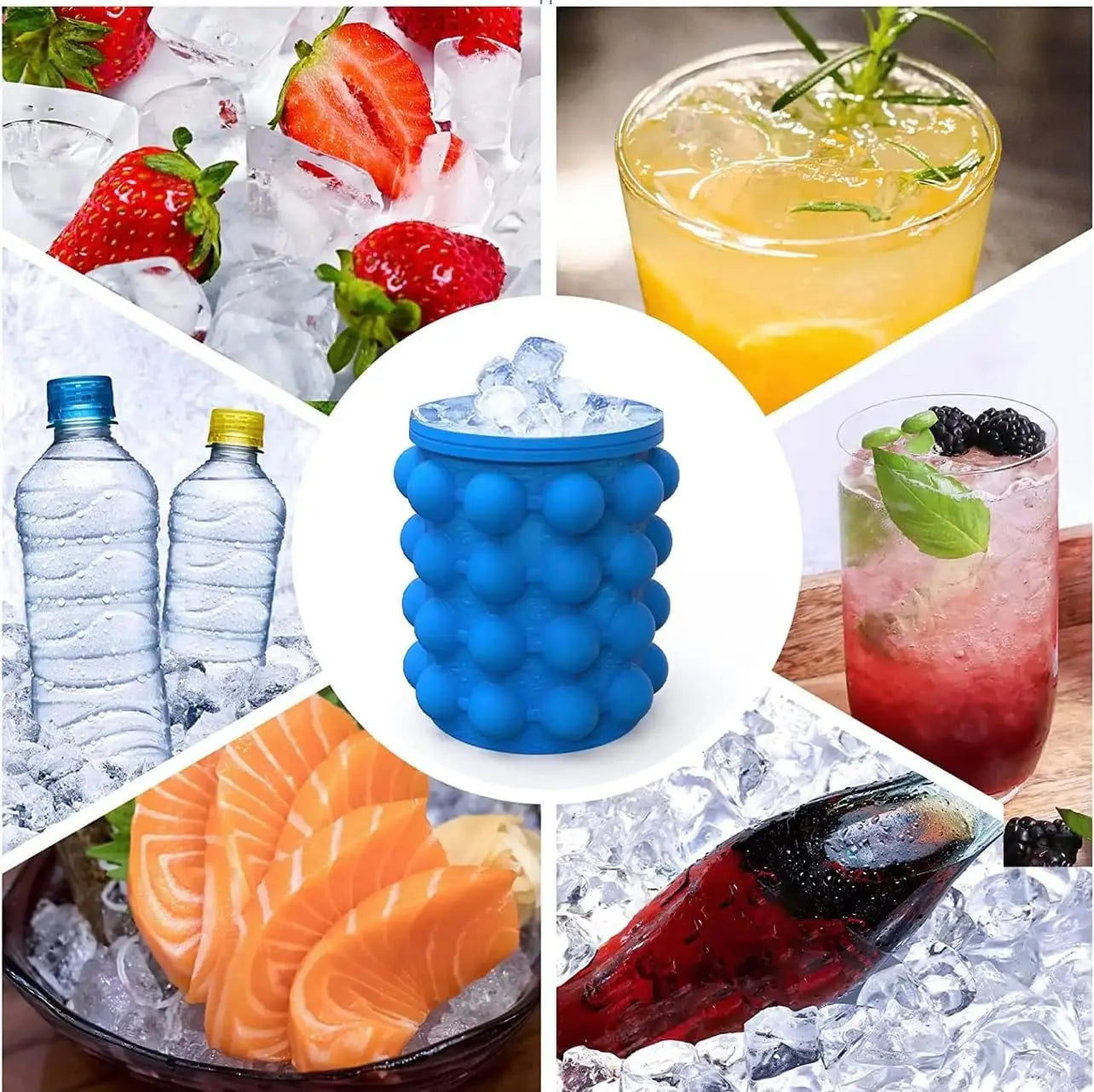 2-in-1 Silicone Bucket Ice Cube Maker Easy Freezing and Serving Perfect for Bars Clubs Essential Drinkware Kitchen Accessories