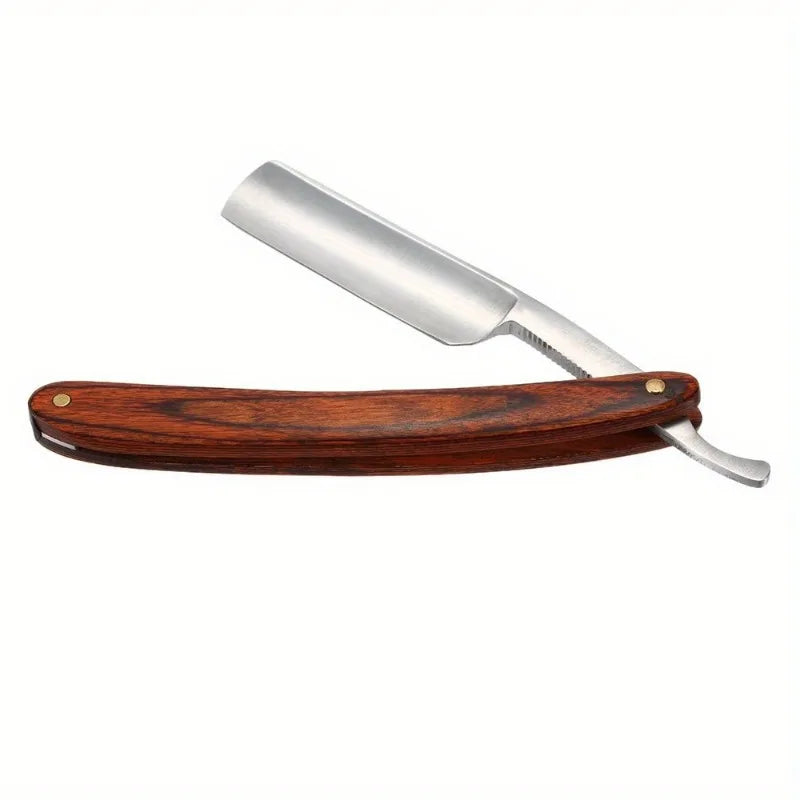 Retro Straight Men Shaving Razor Male Carbon Steel Folding Barber Beard Throat Shaving Knife Cut Tool Pearwood Handle