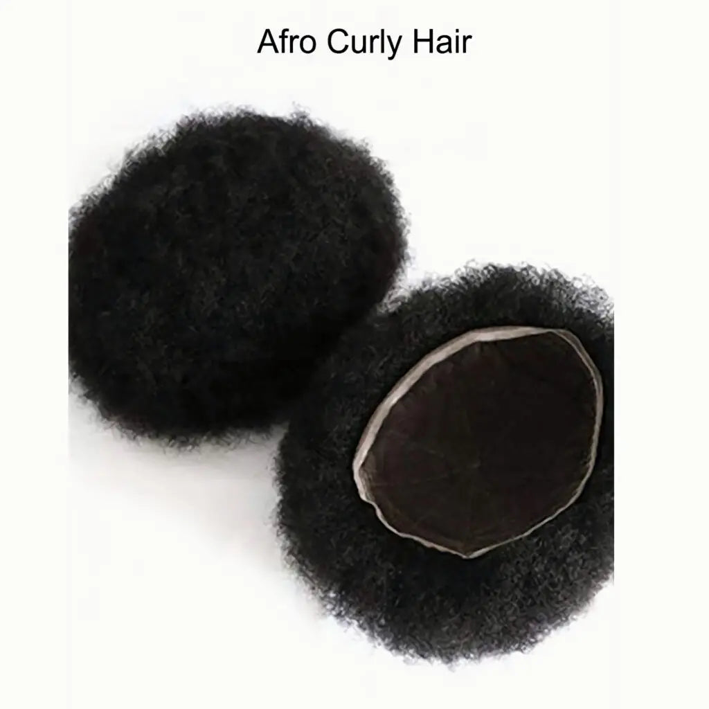 NLW 4mm Afro Curl Men Toupee 10*8 Hair replacement system for Men Full Lace Hair pieces Hair prosthesis Hair units base