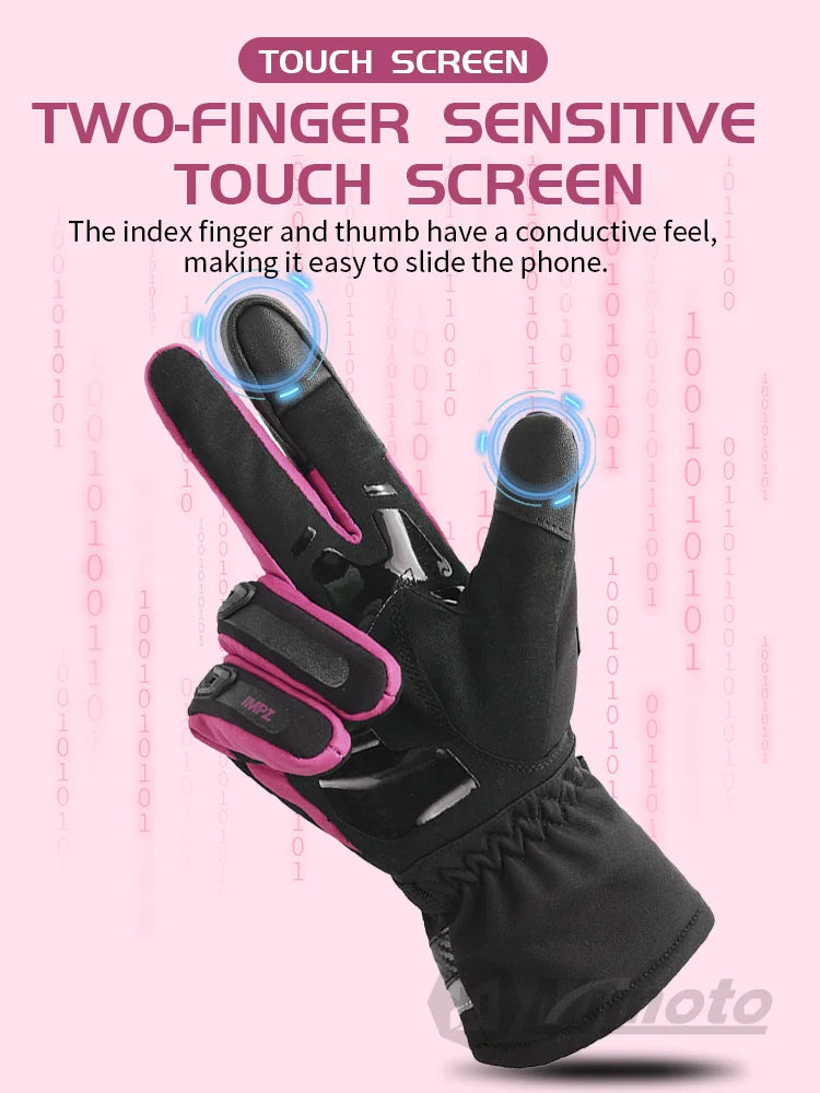 Suomy Winter Warm Motorcycle Gloves Windproof Waterproof Female Motorbike Riding Gloves Women Pink Motocross Moto Guantes