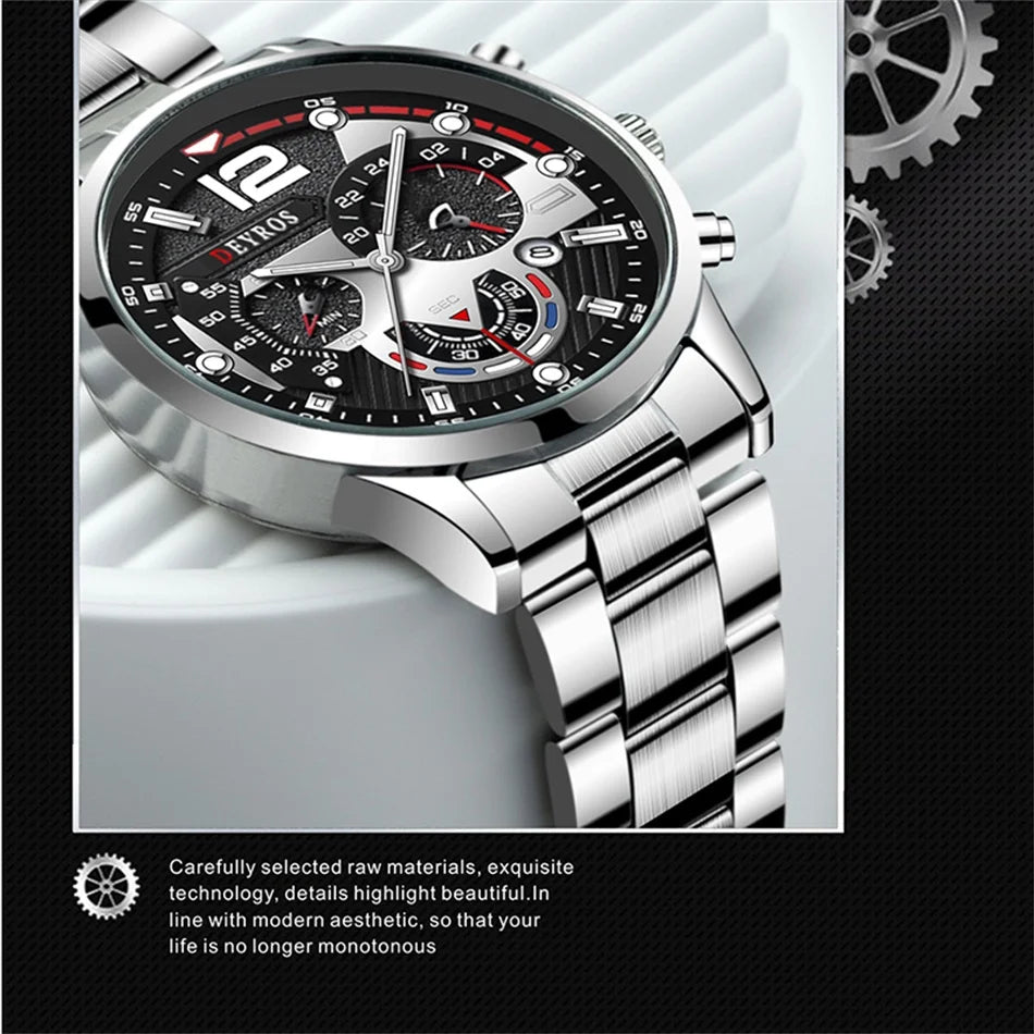 Men Luxury Watches Male Gold Bracelet Stainless Steel Quartz Calendar Watch Business Luminous Clock