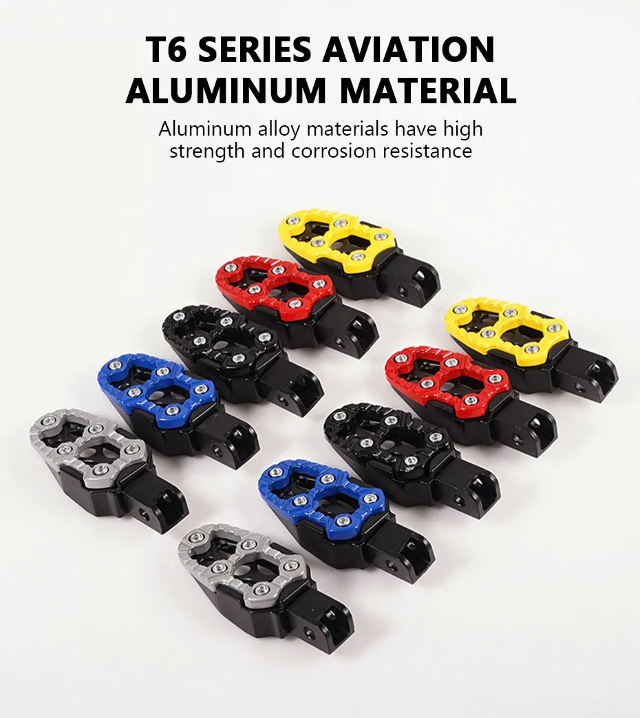BLALION 1 Pair Universal Aluminum Alloy Footrest Pedals Angle Adjustable for Motorcycle Scooter ATV E-Bike Foot Rests Foot Pegs