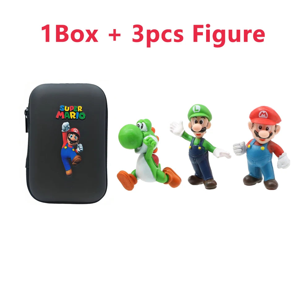 Set 3pcs/Bag Super Mario Bros 4-7cm PVC Action Figure Toys Model Set Luigi Yoshi Donkey Kong Mushroom for kids birthday gift