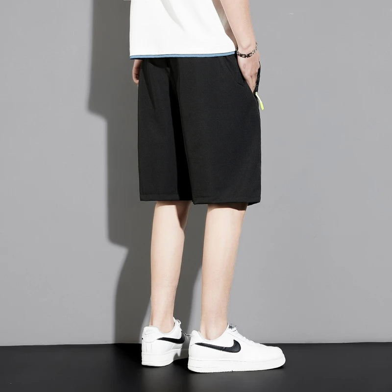 Summer thin style men's shorts reflective vertical strip ice quick-dry stretch casual pants