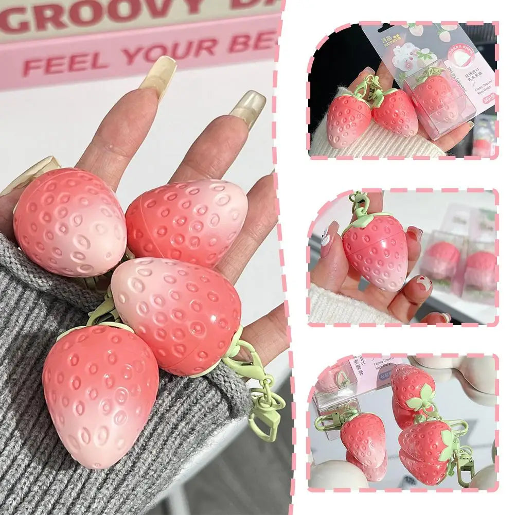 Mini Strawberry Warm Change Lip Balm Moisturizing Anti-dry Easy To Carry Anti-cracking Lipstick Colored Lip Gloss Makeup
