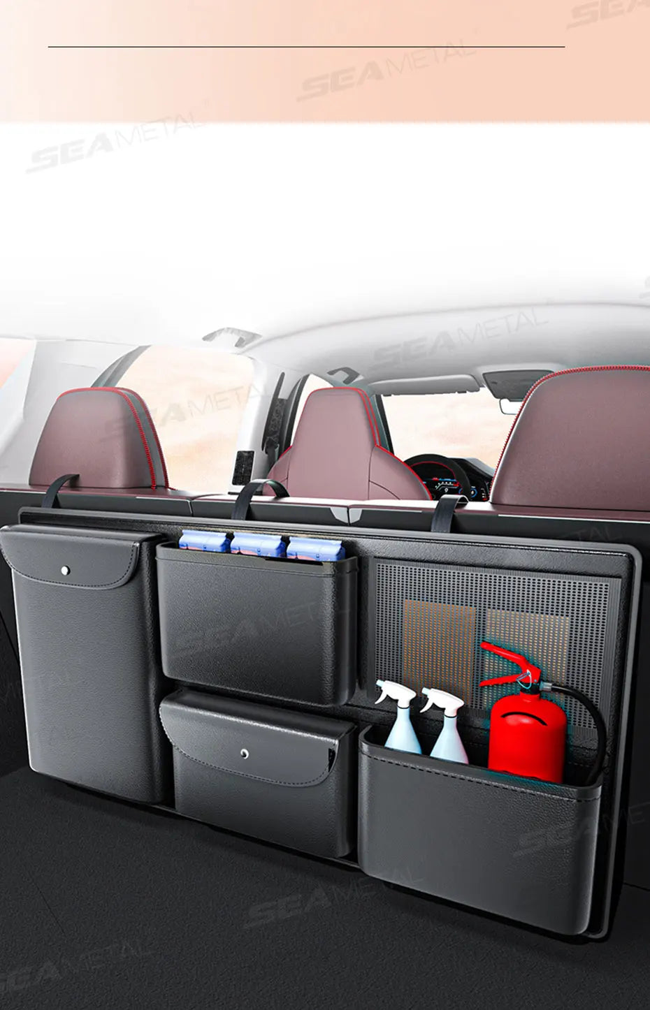 BLALION Car Trunk Hanging Storage Bag Back Seat Universal Large Capacity Leather Multi-pocket Auto Storage Cargo Rack Organizer
