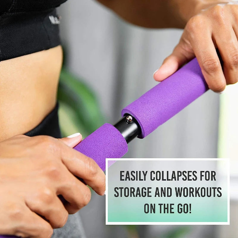 New Portable Yoga Pilates Bar Stick With Resistance Band Home Gym Muscle Toning Fitness Stretching Sports Body Workout Exercise