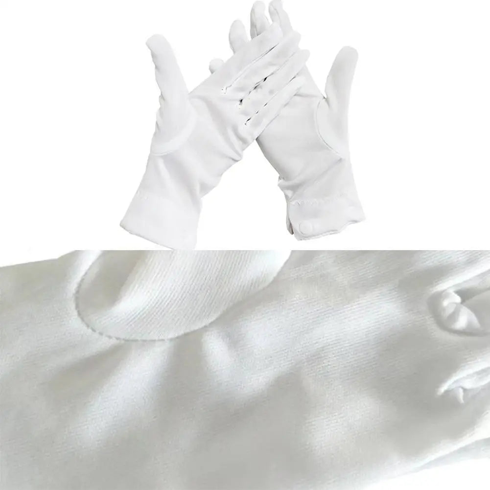 Fashion Design 1 Pair White Dress Gloves White Honor Guard Parade Santa Lady Men Check Hot Sale Solid Color Dress Gloves