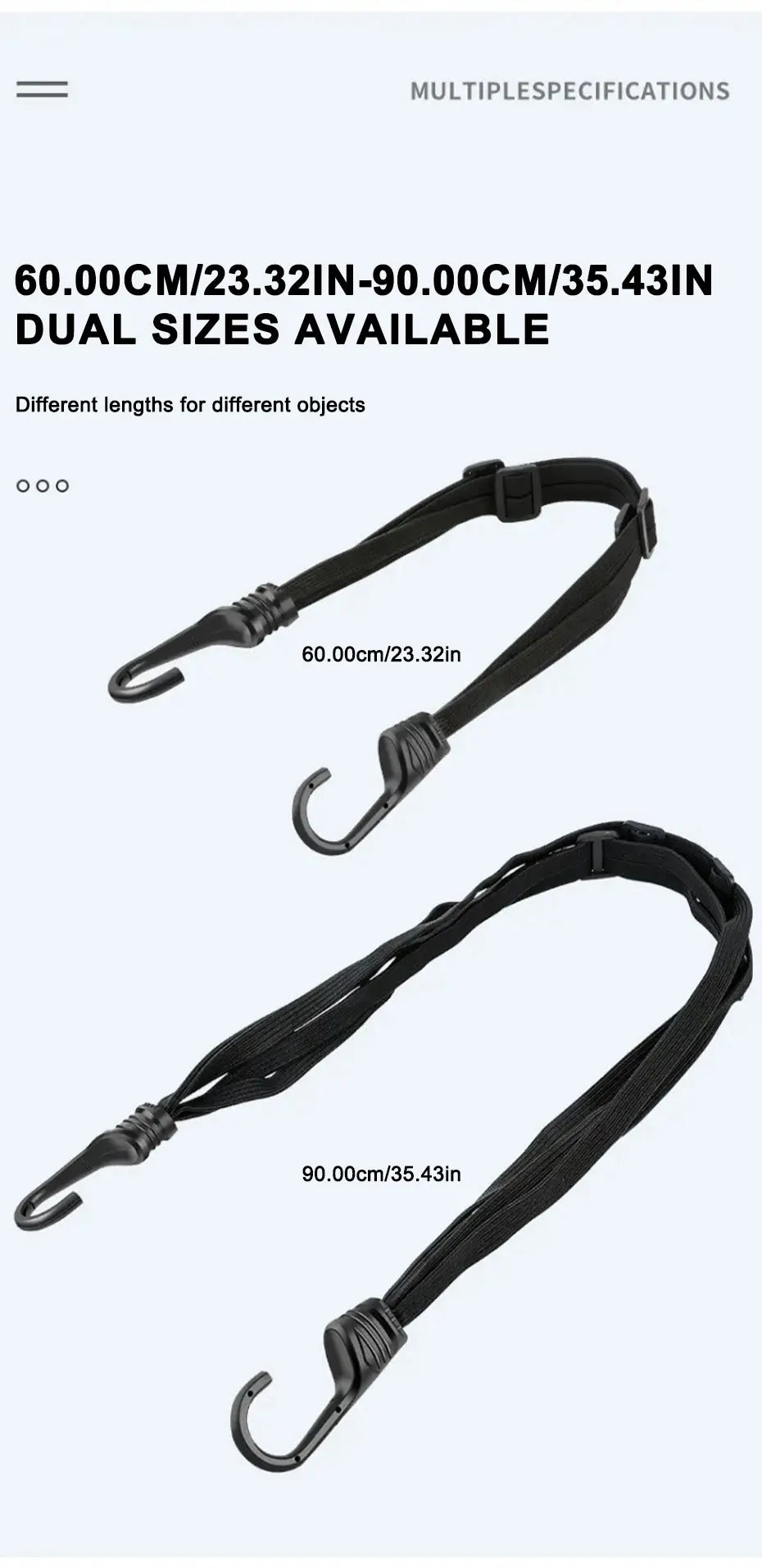 SEAMETAL Universal 60cm Motorcycle Luggage Strap Moto Helmet Gears Fixed Elastic Buckle Rope High-Strength Retractable Protect