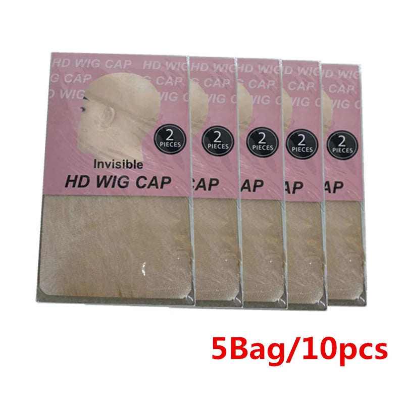 1/5/10 Pack Transparent HD Wig Caps Invisible Sheer Breathable Ultra-Thin Stretchy Stocking Caps for Lace Front Wigs