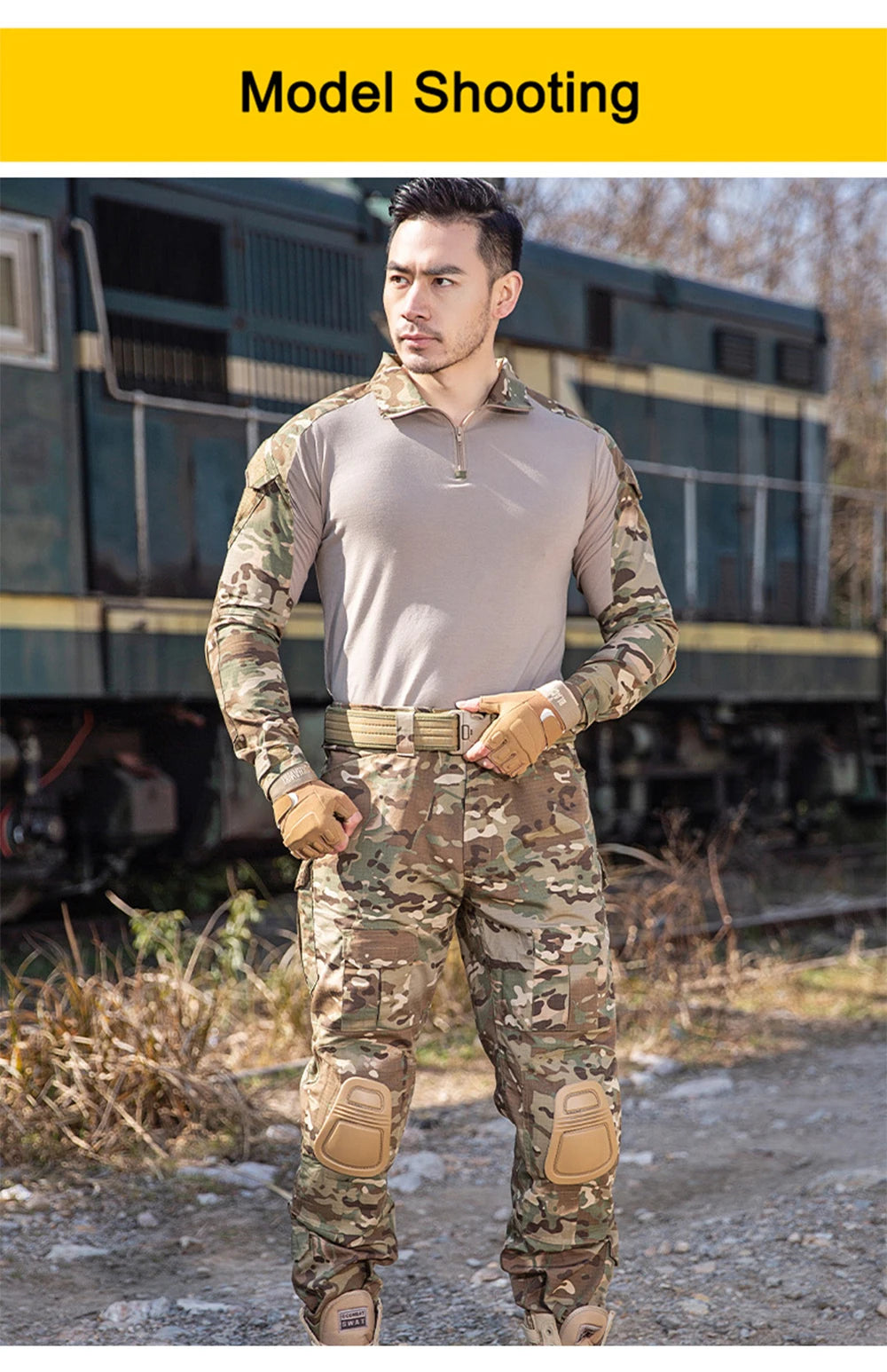 Outdoor Tactical Hiking T-Shirts Men Combat Camouflage Long Sleeve Hunting Training Climbing Shirt Cotton Sport Clothes