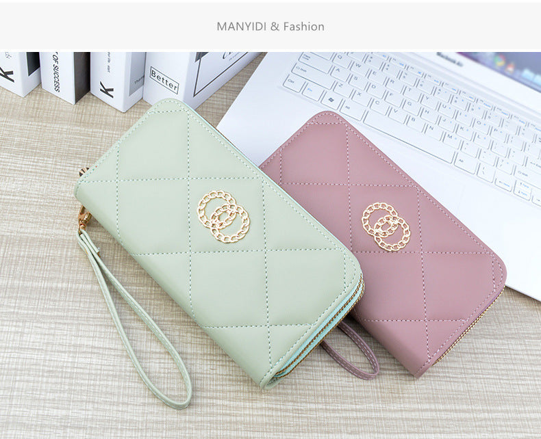 New Wallet Women's Long Double Zipper Large Capacity Handbag Mom's Fashion Simple Double Layer Wallet Mobile Case
