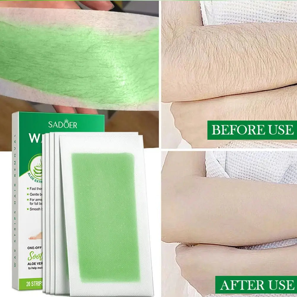 Hair Removal Wax Paper 20Pcs/Set Non-permanent Facial Body Depilatory Professional Effective Waxing Cold Wax Strips Paper Women