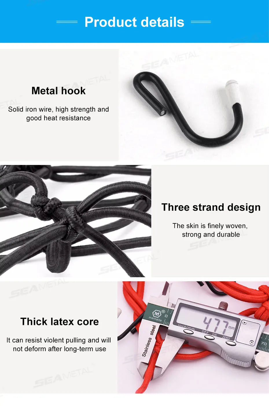 BLALION Motorcycle Luggage Net Bike 6 Hooks Hold Down Fuel Tank Luggage Mesh Web Styling High Quality Moto Adjustable Cargo Net