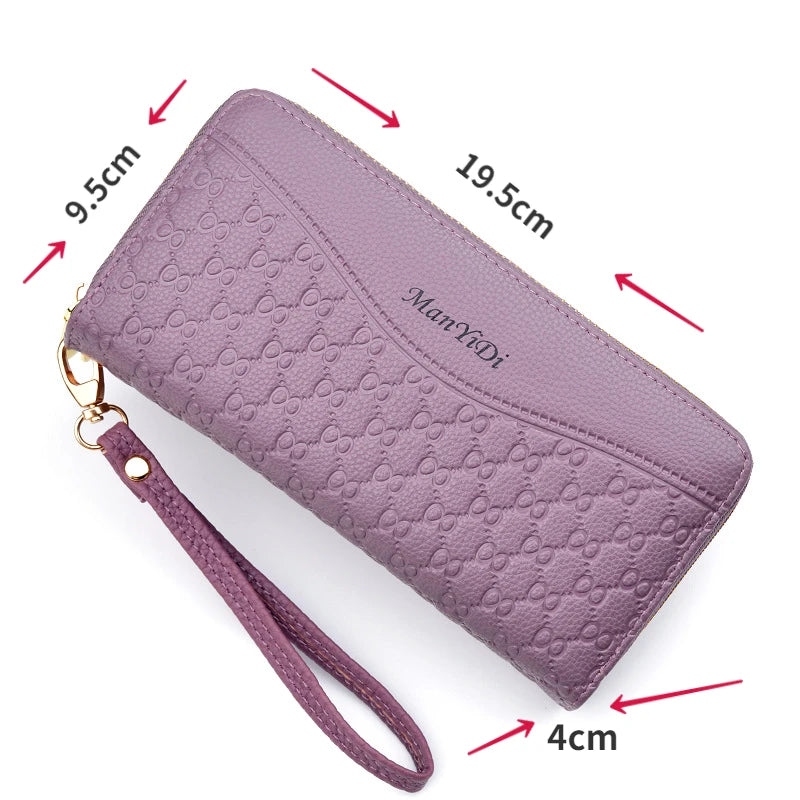 New Long Women's Wallet Female Purses Tassel Coin Purse Card Holder Wallets Double Zipper Pu Leather Clutch Phone Bag